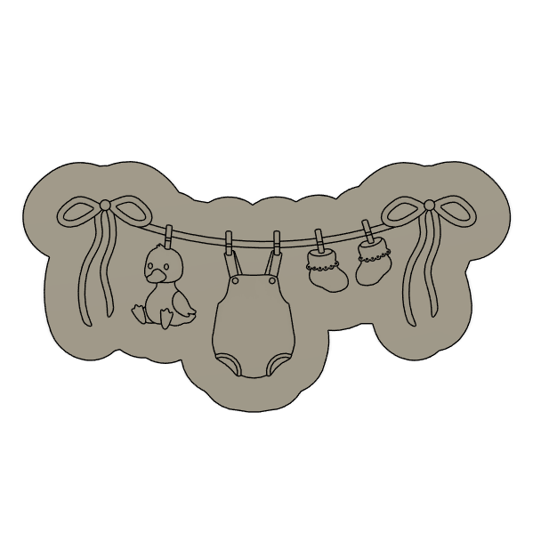 Baby Goose Clothesline Cookie Stamp & Cutter