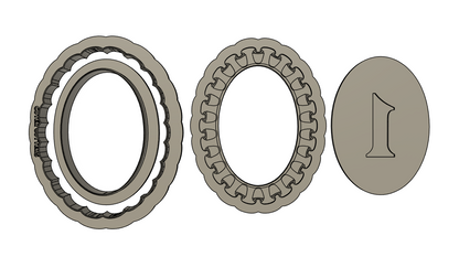 Frilly Border Oval with Number 1 Plate Cookie Stamp & Cutter